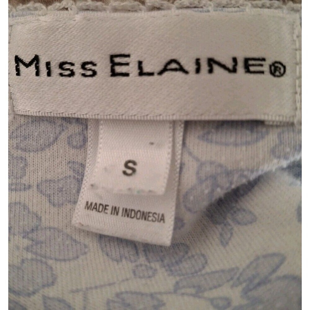 Miss Elaine Full Zip Robe Nightgown Size Small Blue Plaid Pockets Embroidered - Picture 3 of 7